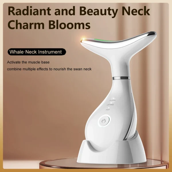EMS Neck & Face Lifting Machine Skin Tightening Massager 3 Color LED Photon Facial Wrinkle Remover Newest Neck Beauty Device - Image 2
