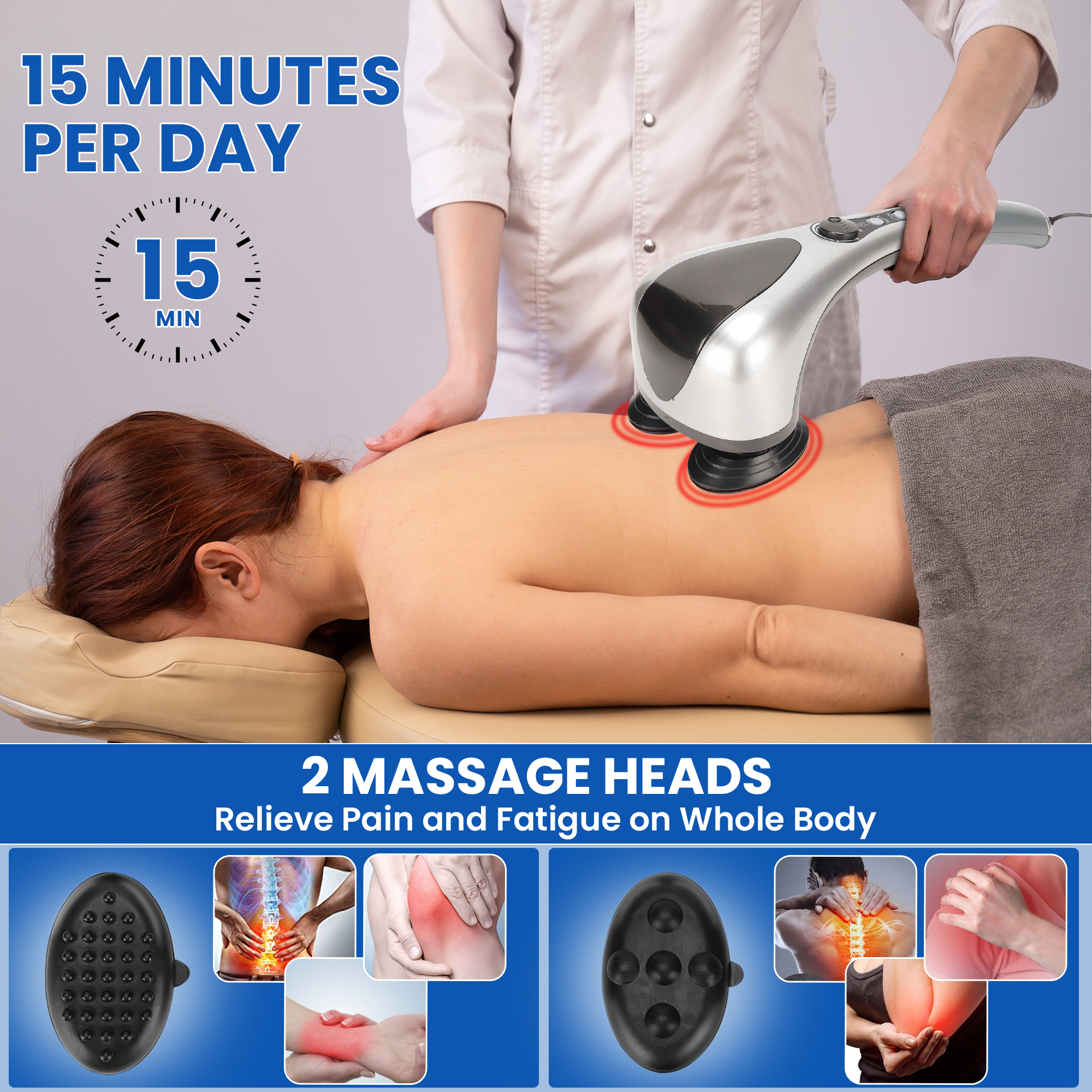 Electric Handheld Neck Back Massager – Deep Tissue Pain Relief with Dual Massage Heads - Image 4