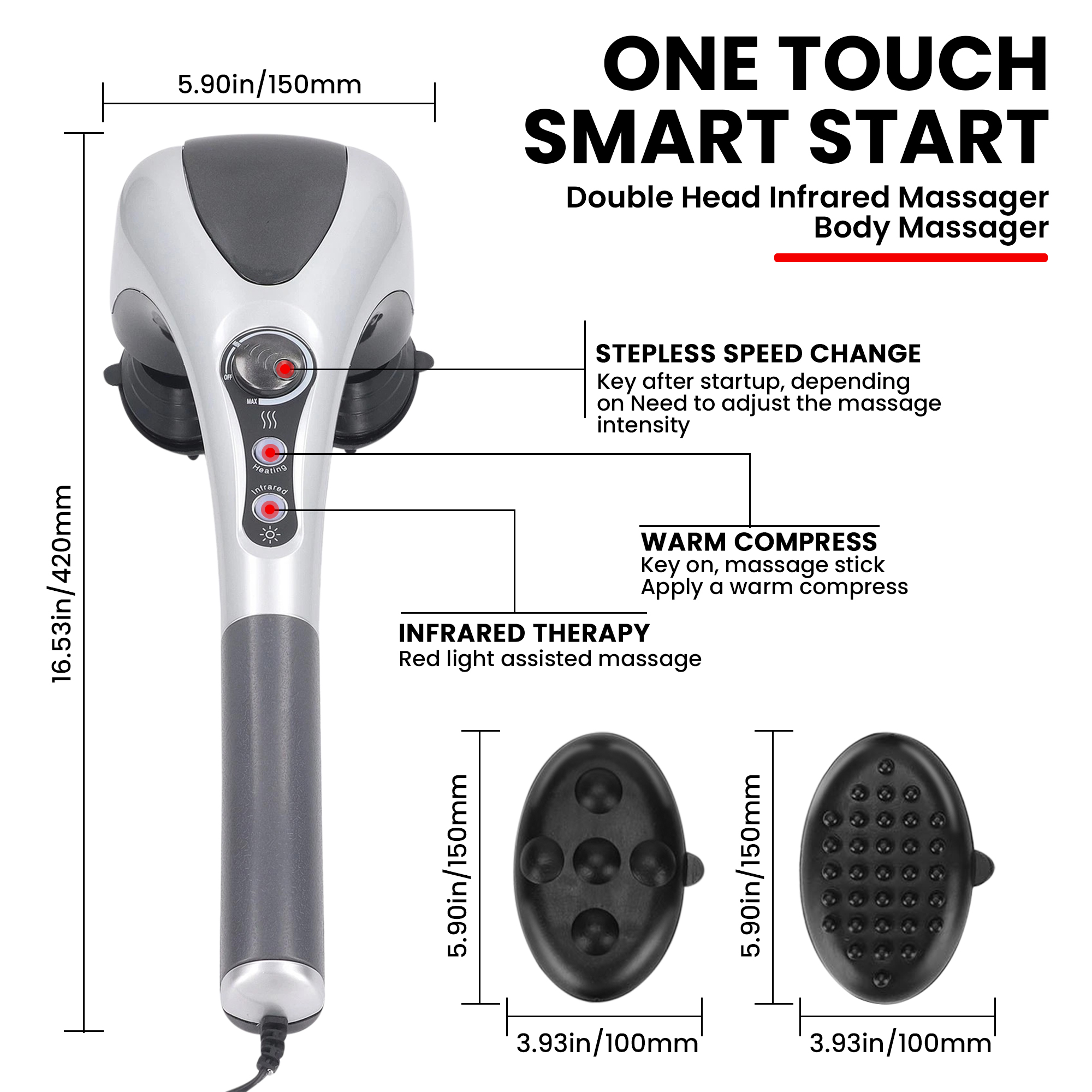 Electric Handheld Neck Back Massager – Deep Tissue Pain Relief with Dual Massage Heads - Image 5